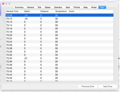 Screenshot from MacDive RAW file 2
